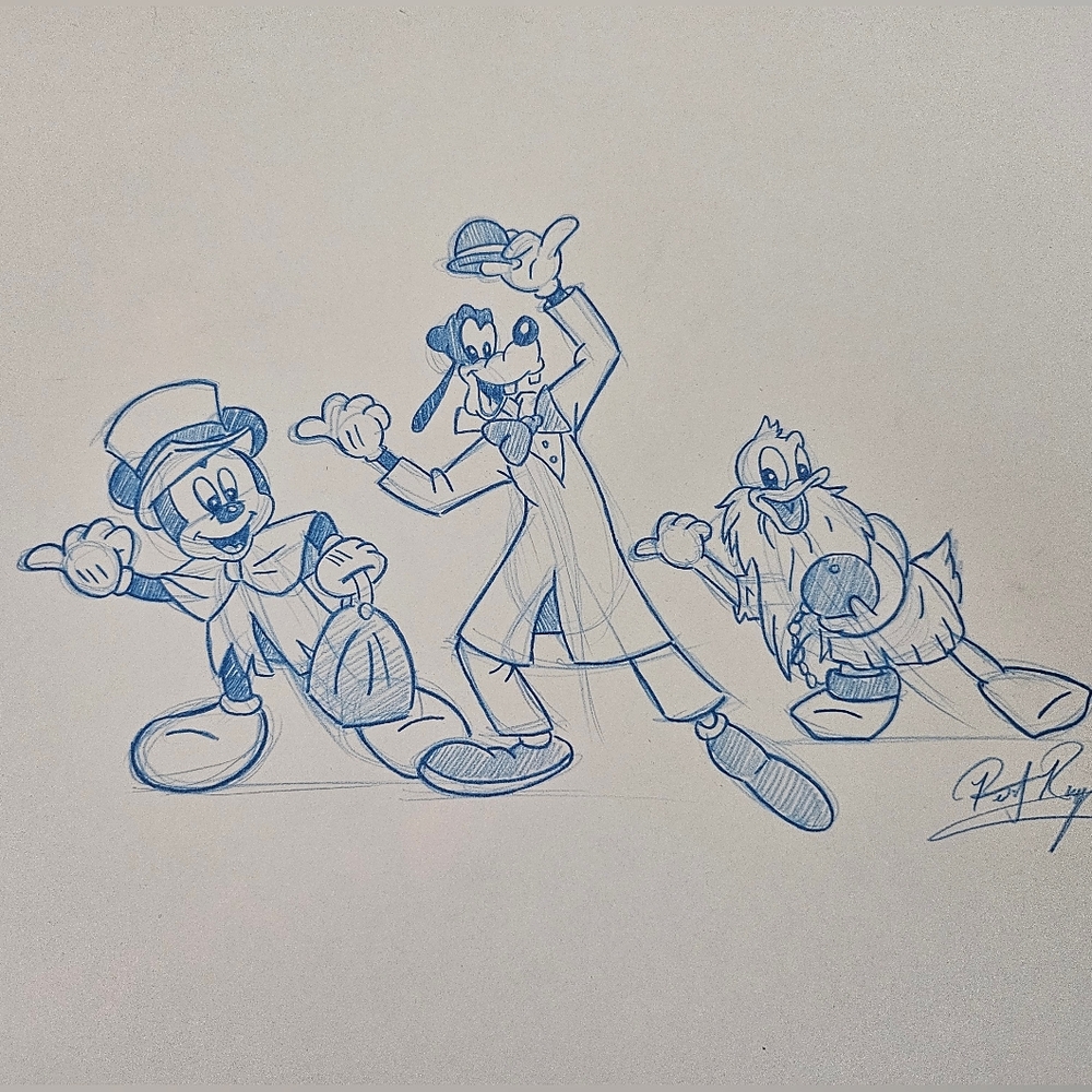 Disneyland Haunted Mansion Hitchhiking Ghosts drawing/sketch Disney World Mickey